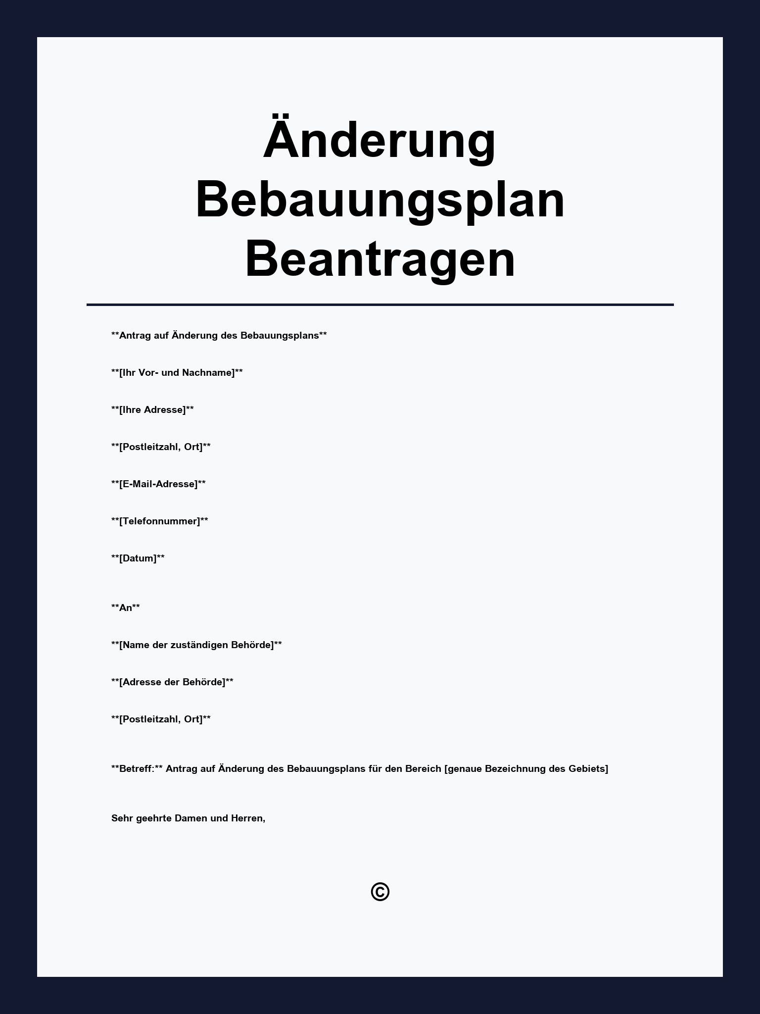 Änderung Bebauungsplan Beantragen