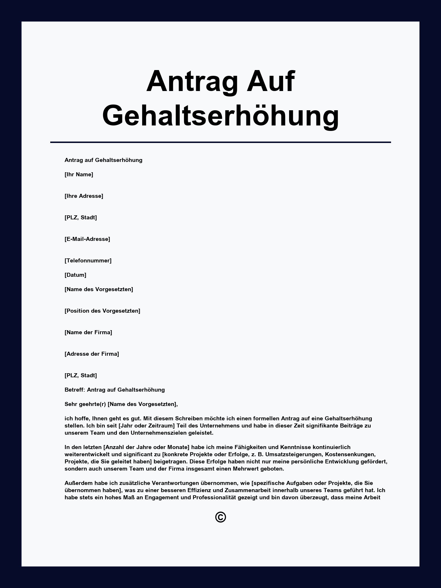 Antrag Auf Gehaltserhöhung