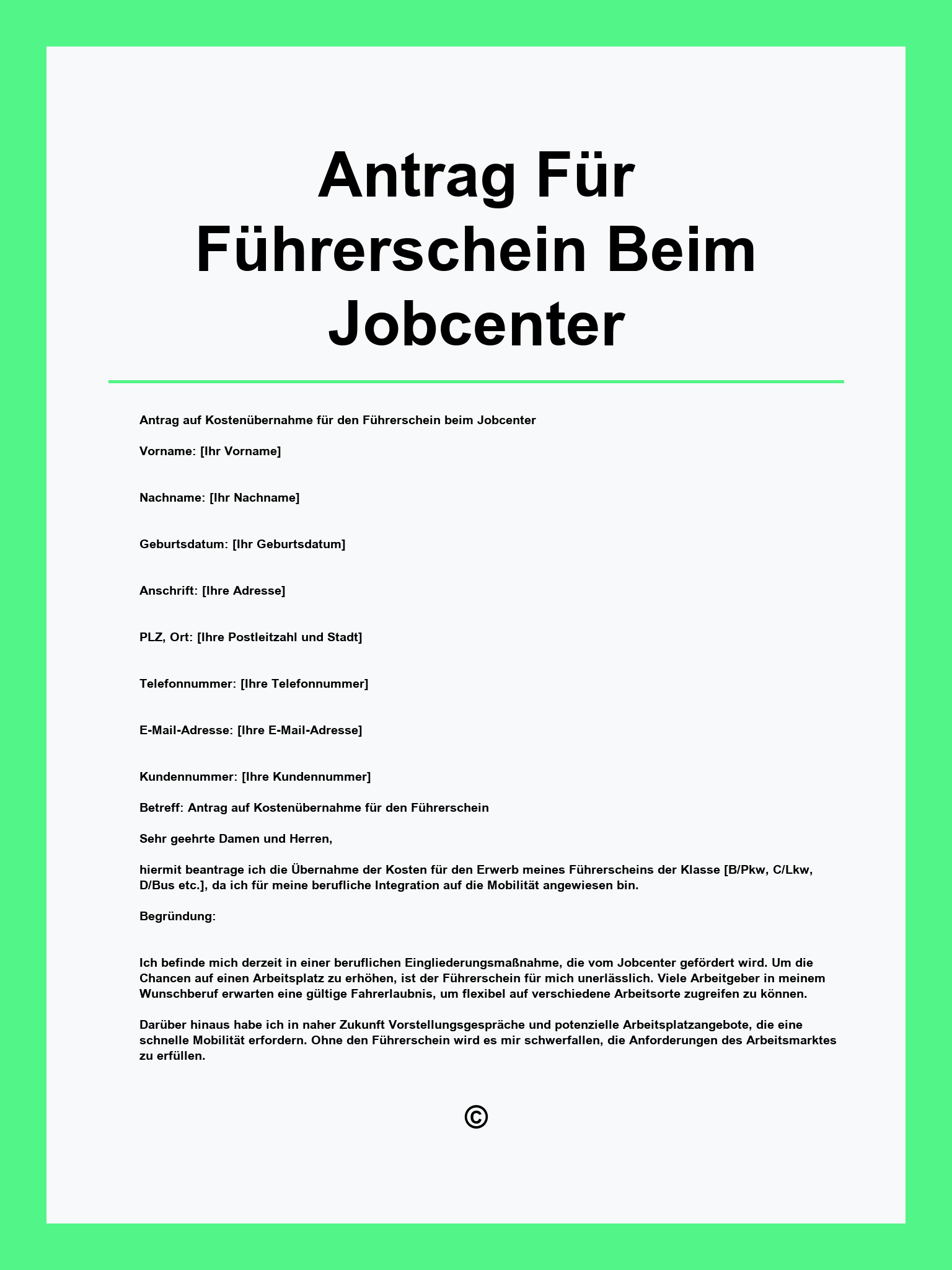 Antrag Für Führerschein Beim Jobcenter