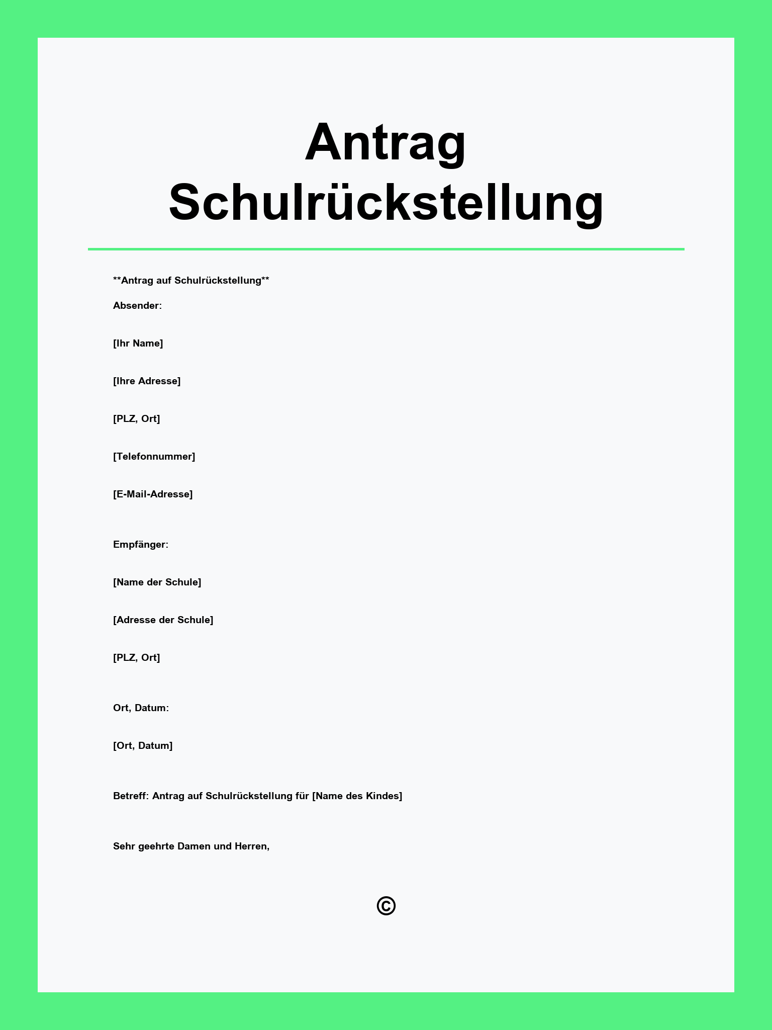 Antrag Schulrückstellung Muster