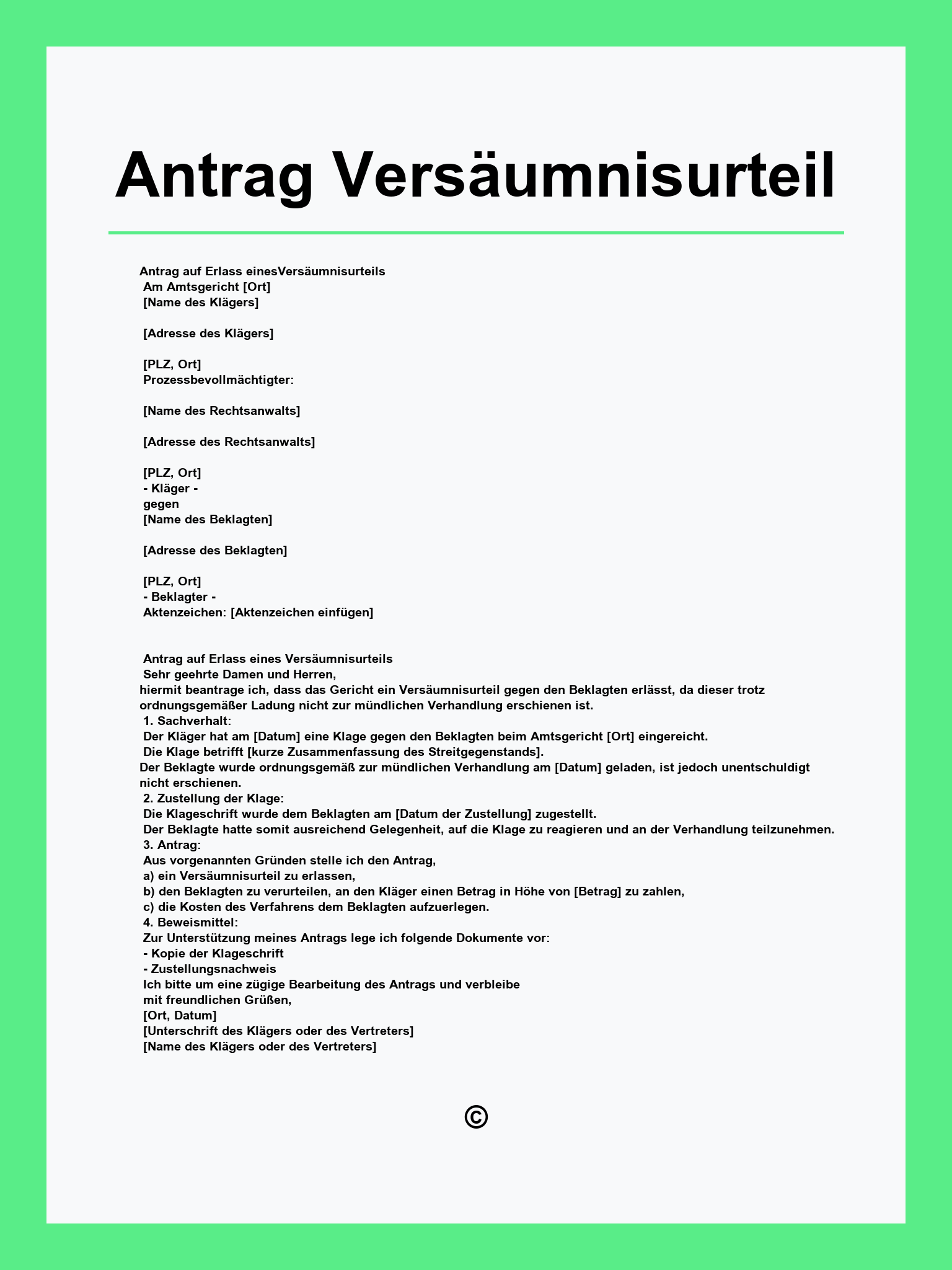Muster Antrag Versäumnisurteil