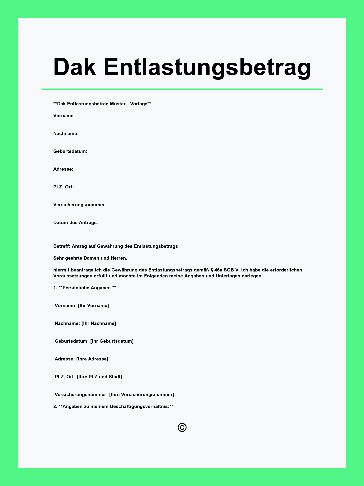 Dak Entlastungsbetrag