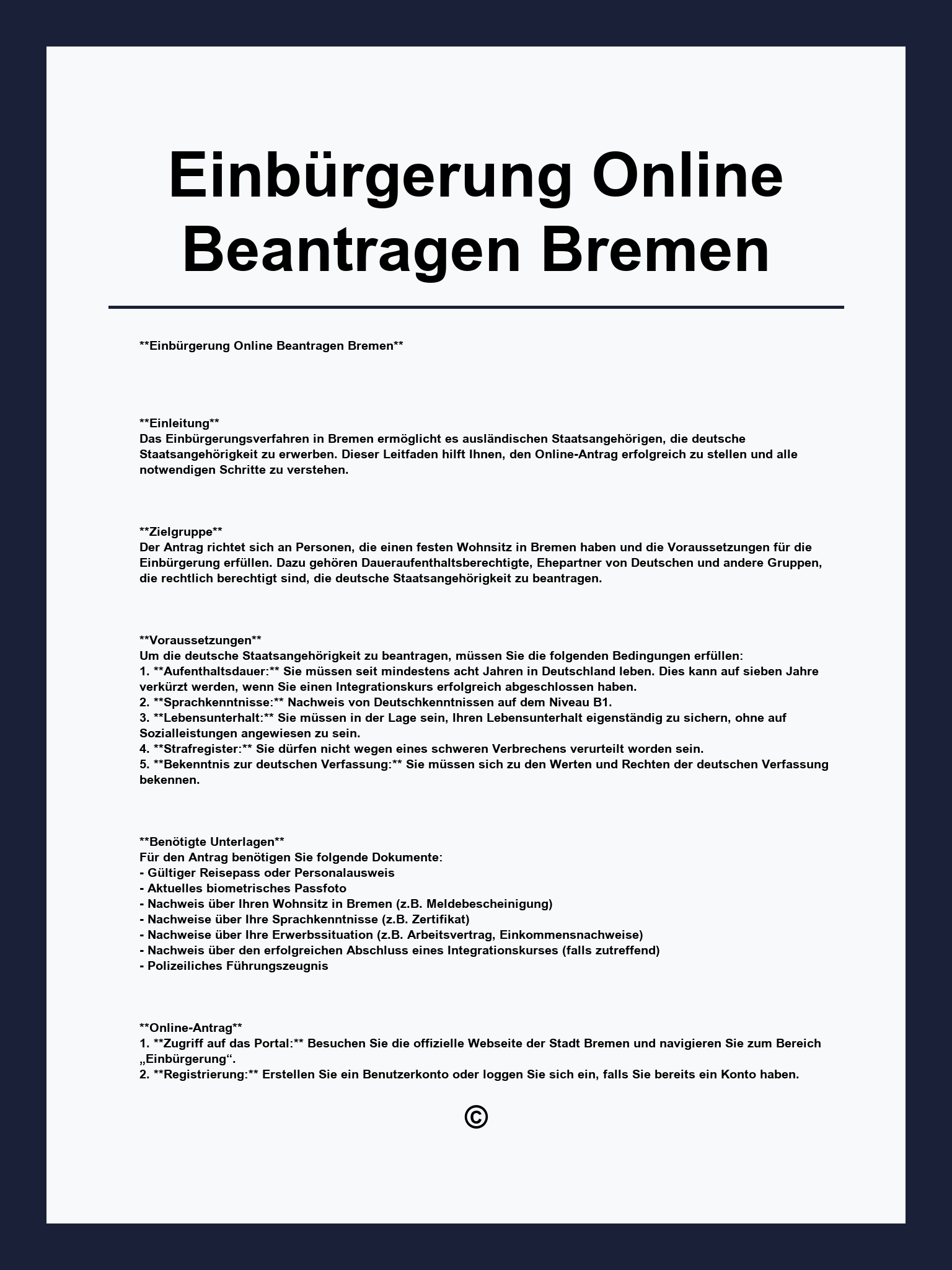 Einbürgerung Online Beantragen Bremen