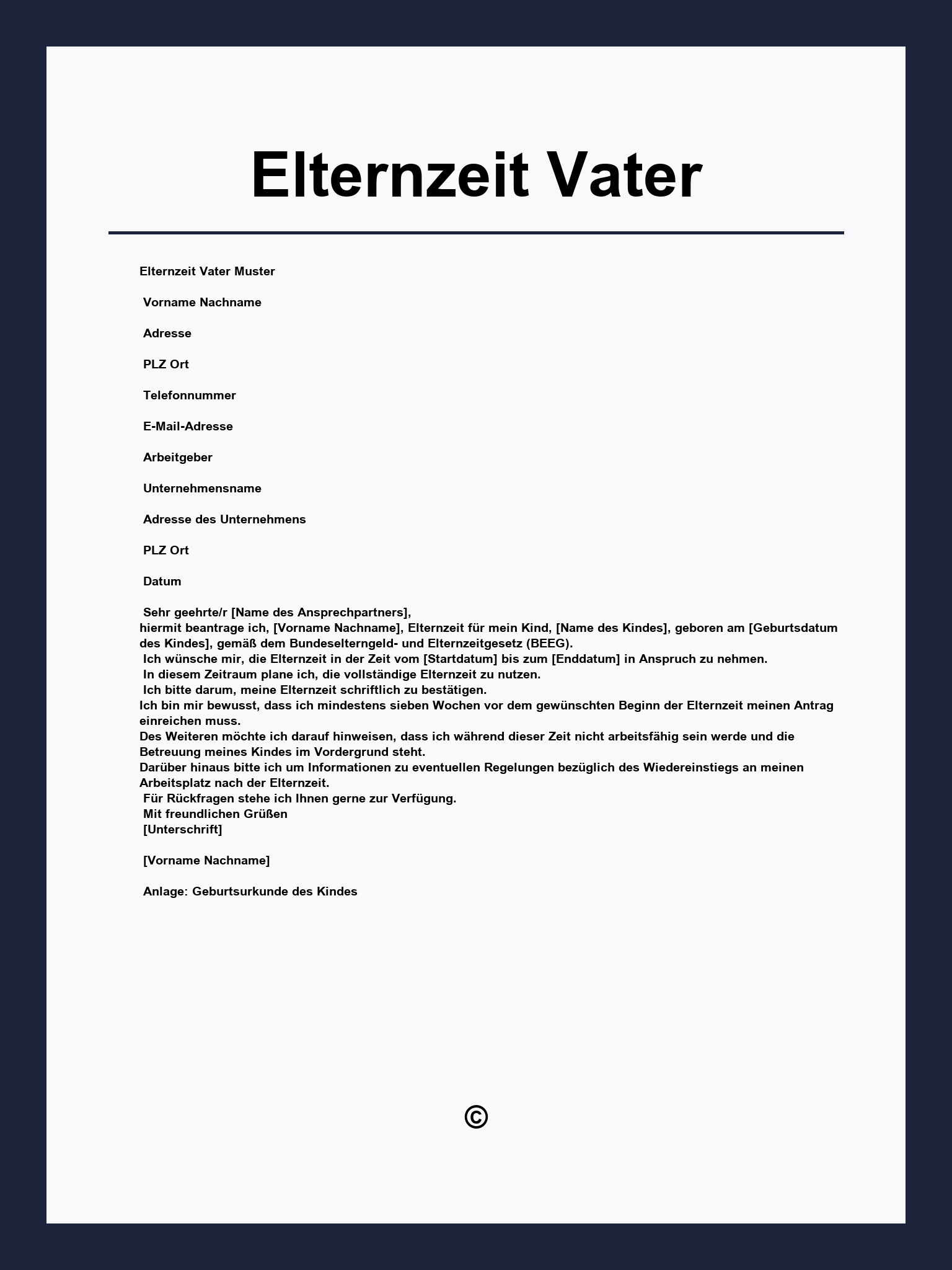 Elternzeit Formular Vater