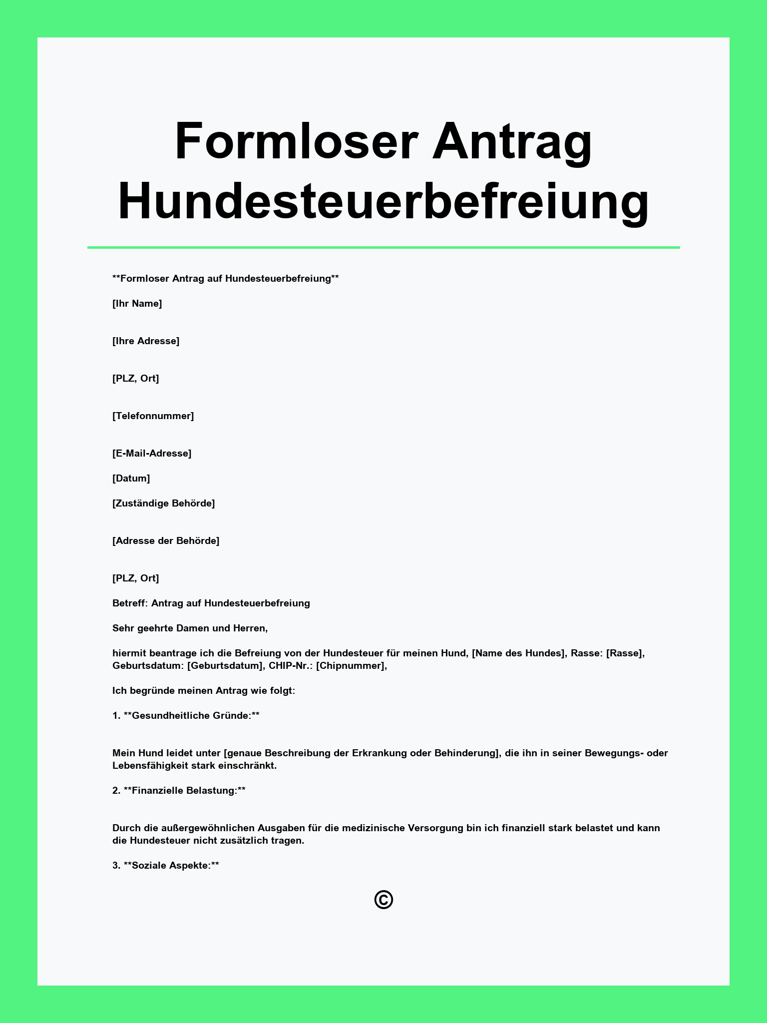 Formloser Antrag Hundesteuerbefreiung Muster