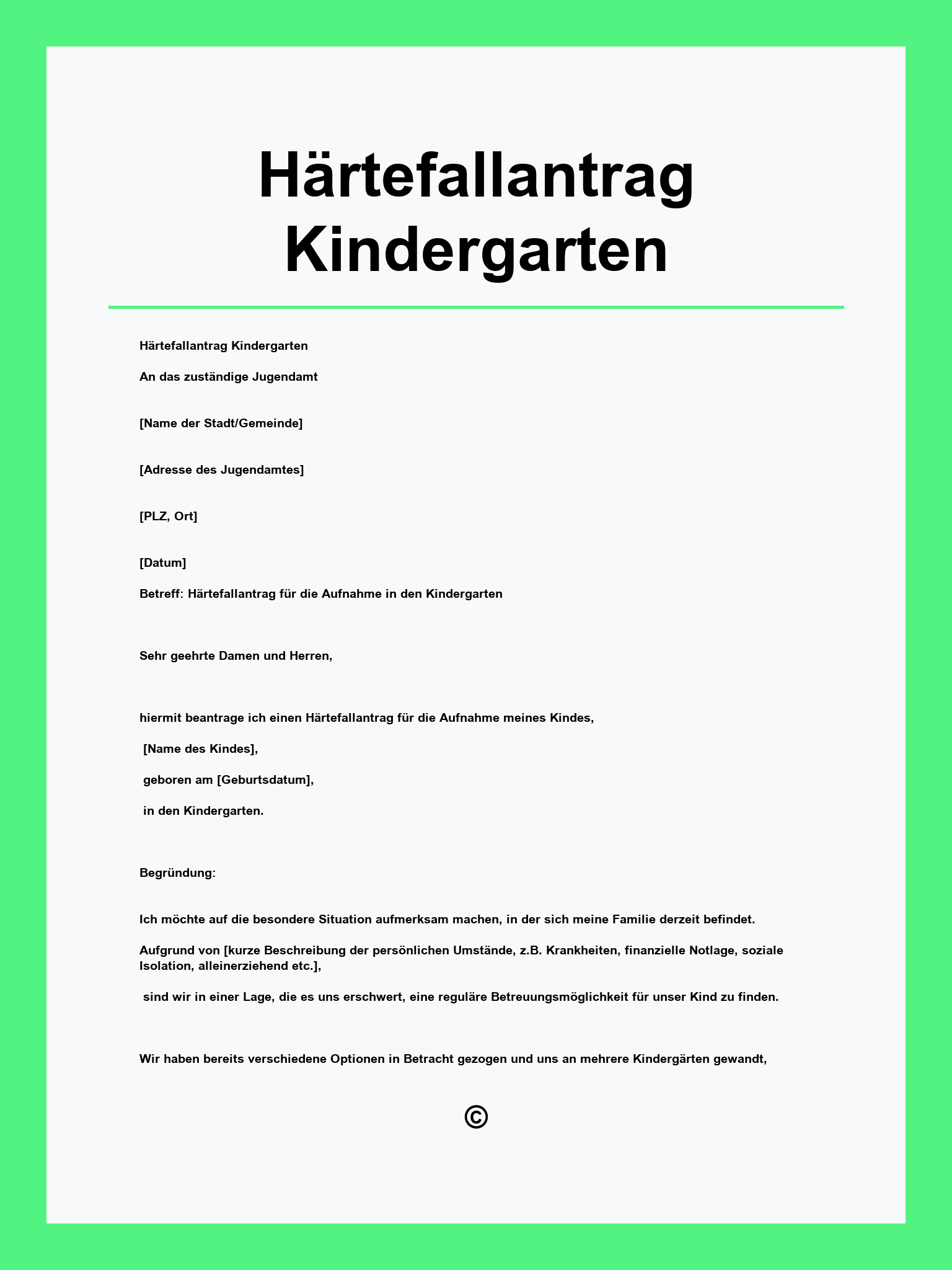 Härtefallantrag Kindergarten Muster