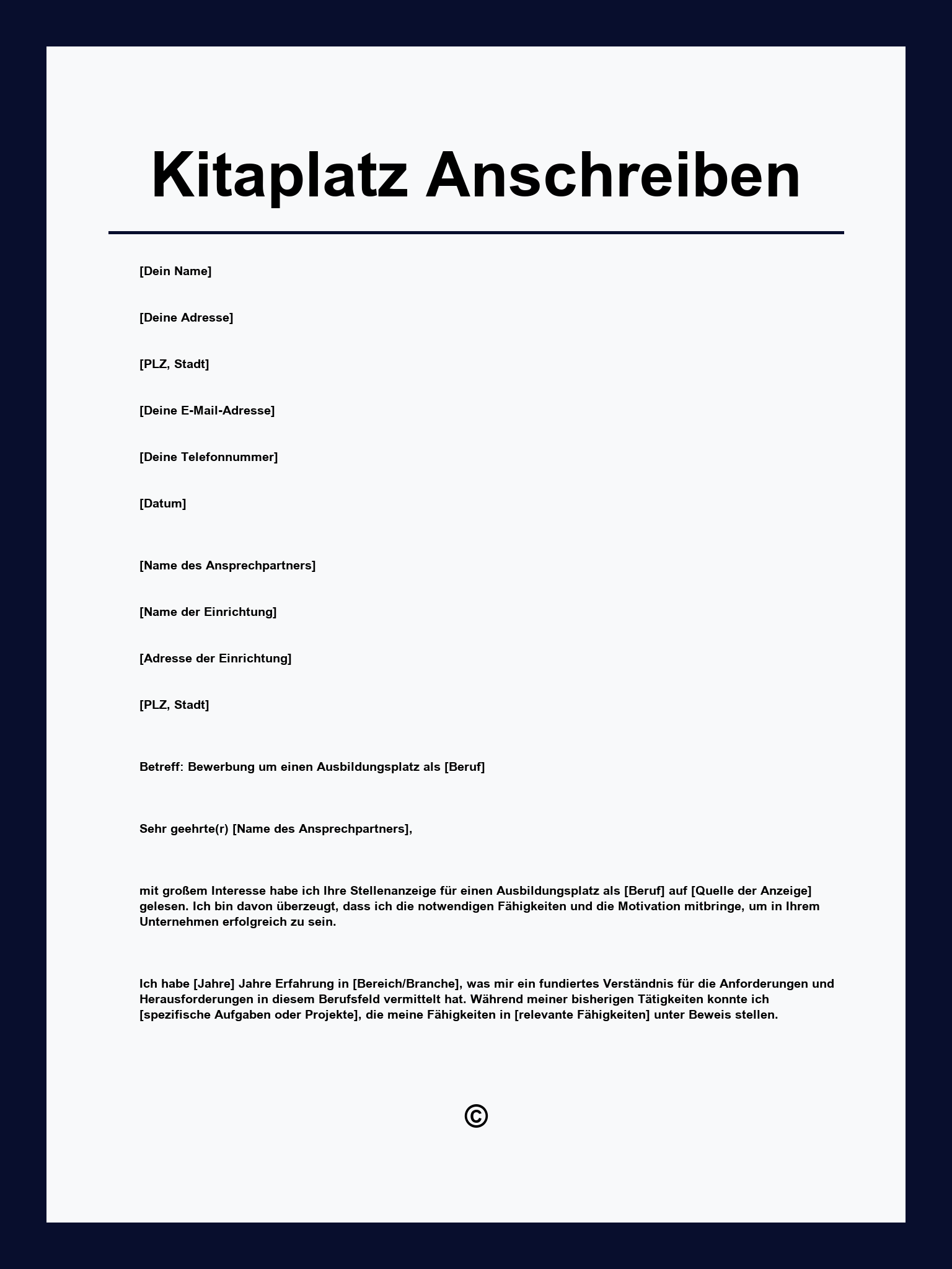 Kitaplatz Anschreiben Muster