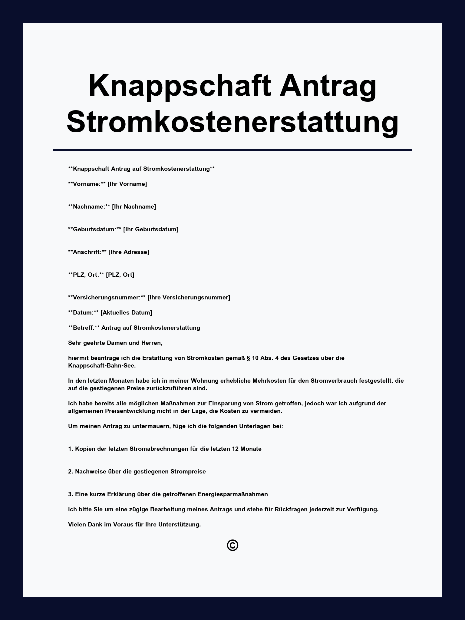 Knappschaft Antrag Stromkostenerstattung