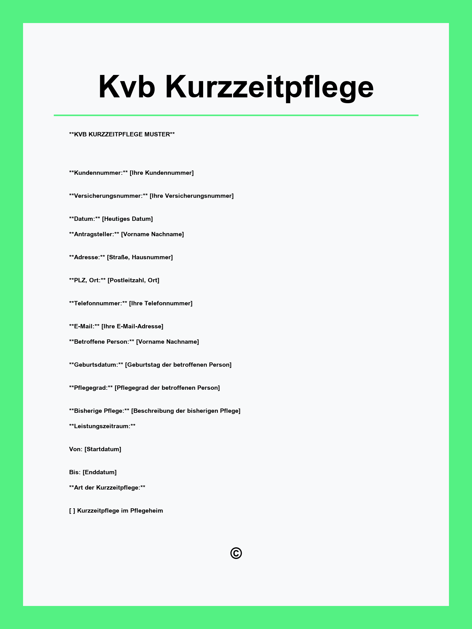 Kvb Kurzzeitpflege
