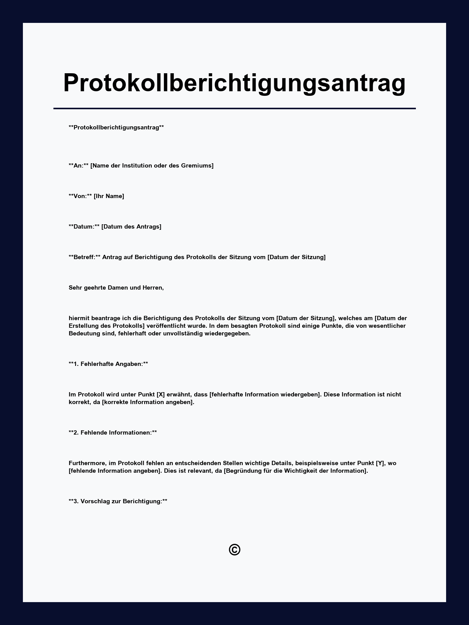 Protokollberichtigungsantrag Muster