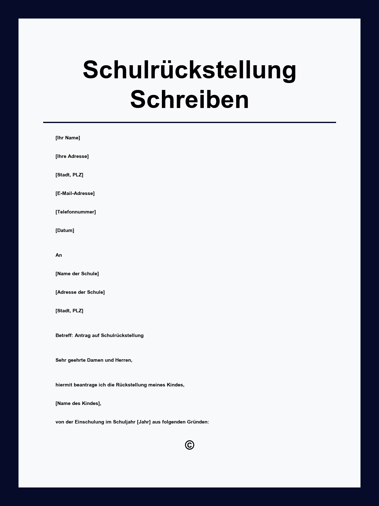 Schulrückstellung Schreiben