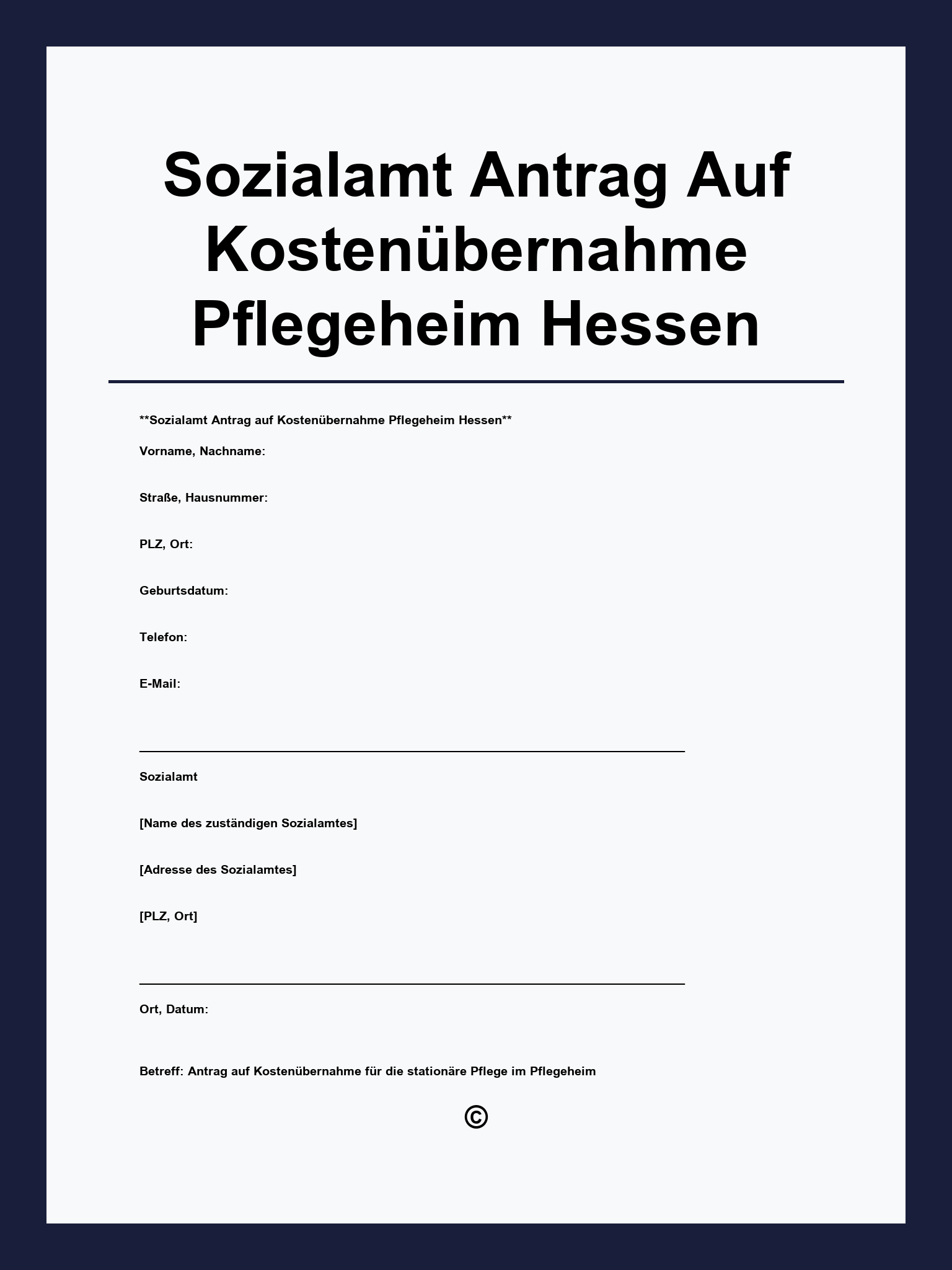 Sozialamt Antrag Auf Kostenübernahme Pflegeheim Hessen