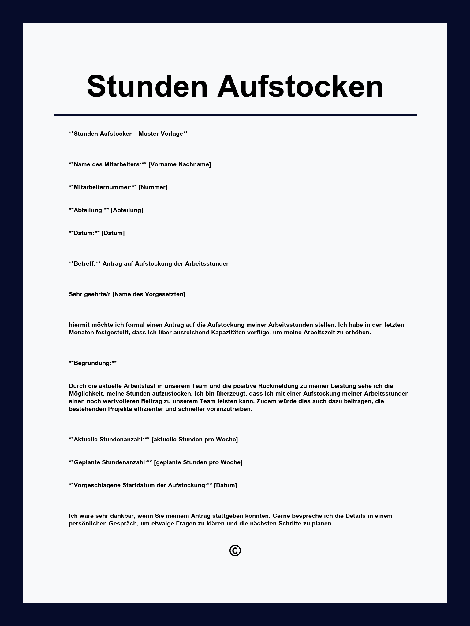 Stunden Aufstocken