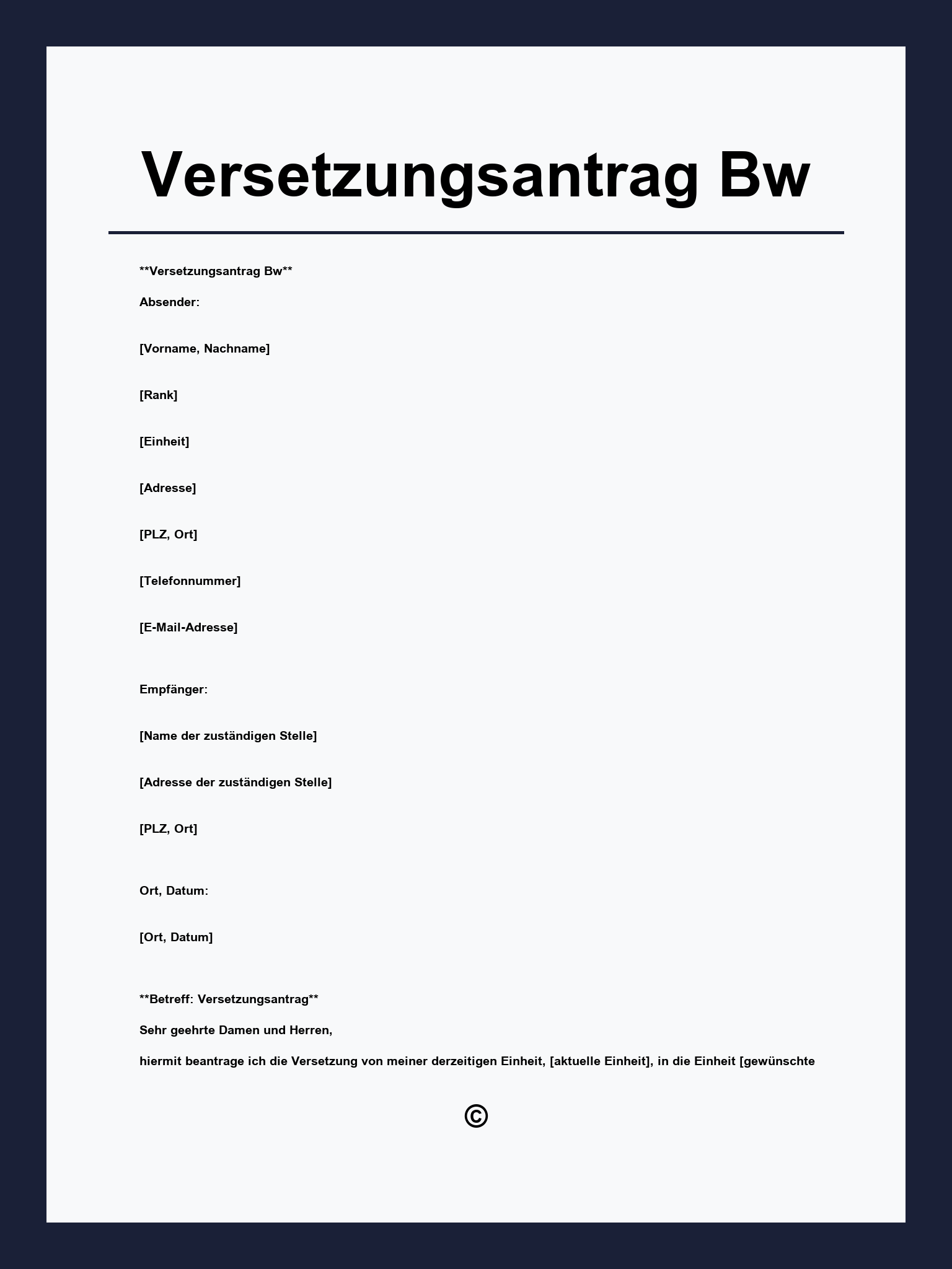 Versetzungsantrag Bw Muster
