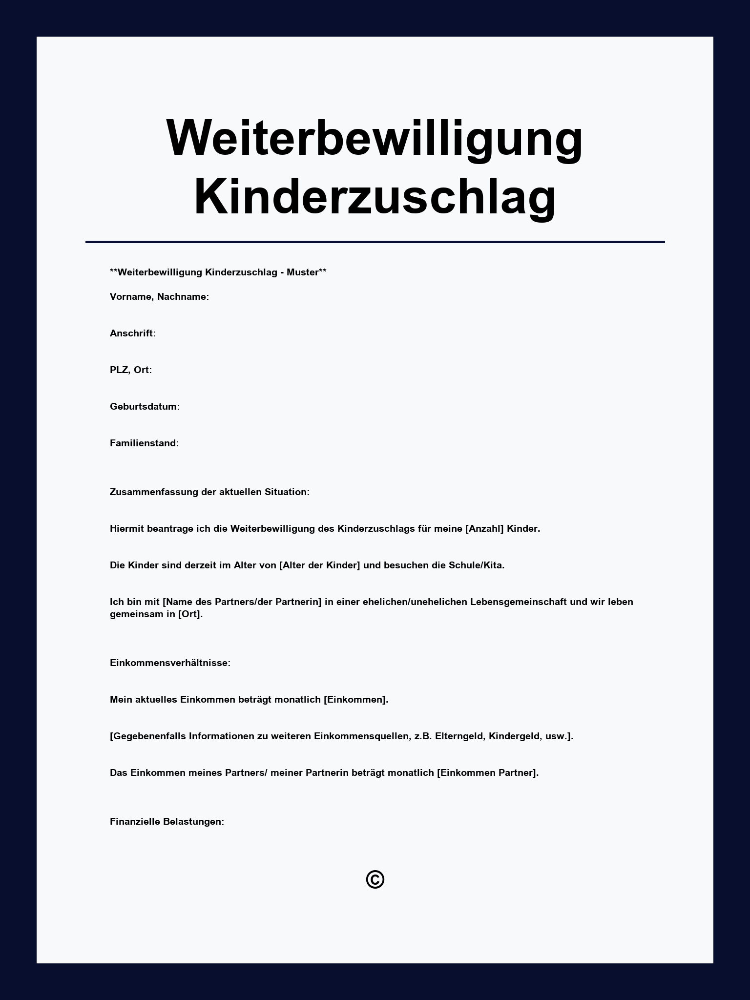 Weiterbewilligung Kinderzuschlag