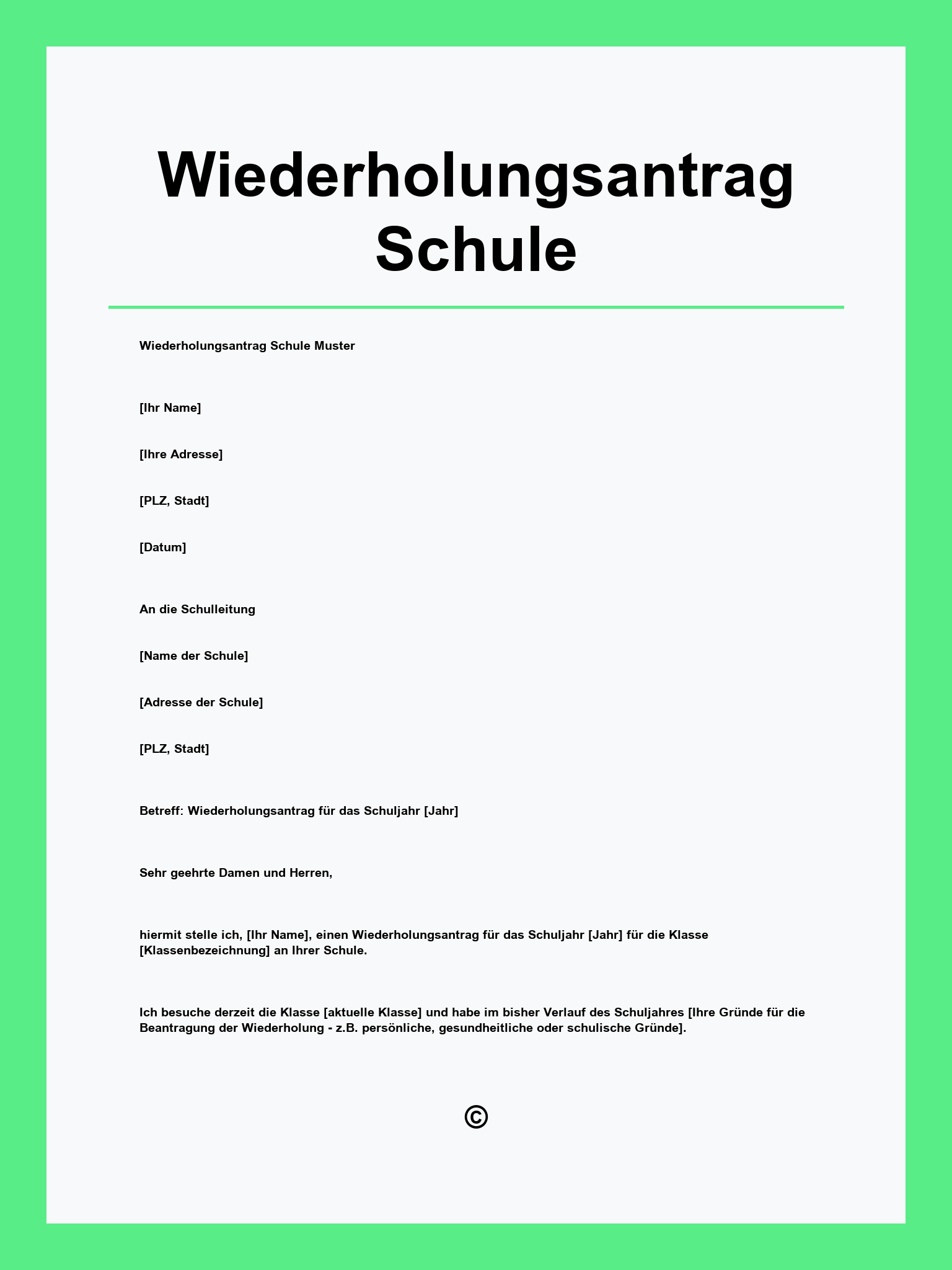 Wiederholungsantrag Schule Muster